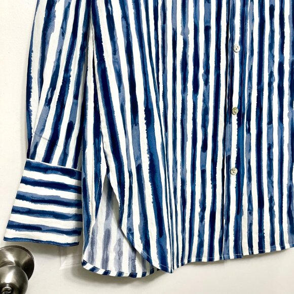 Vince women’s Painterly Stripe Oversized Shirt White Blue S - Picture 11 of 16